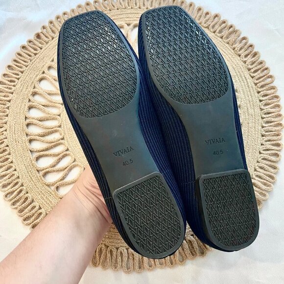 Vivaia Margot Square Toe V Cut Flats Blue Knit Slip On Shoes Navy Blue EU 40.5 - Picture 5 of 8